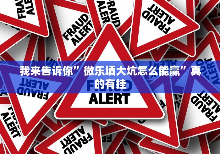 我来告诉你”微乐填大坑怎么能赢”真的有挂