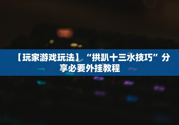 【玩家游戏玩法】“拱趴十三水技巧”分享必要外挂教程
