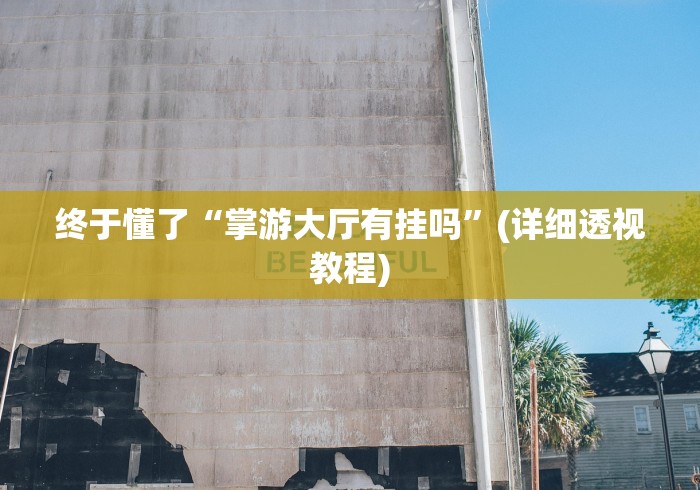 终于懂了“掌游大厅有挂吗”(详细透视教程) 终于懂了“掌游大厅有挂吗”(详细透视教程)
