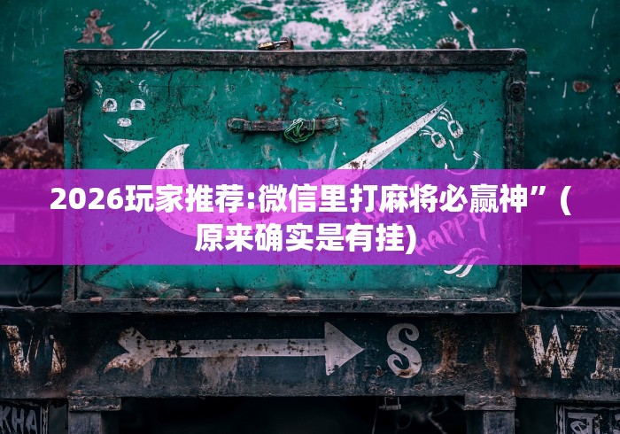 2026玩家推荐:微信里打麻将必赢神”(原来确实是有挂) 
