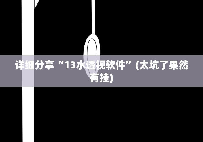 详细分享“13水透视软件”(太坑了果然有挂)