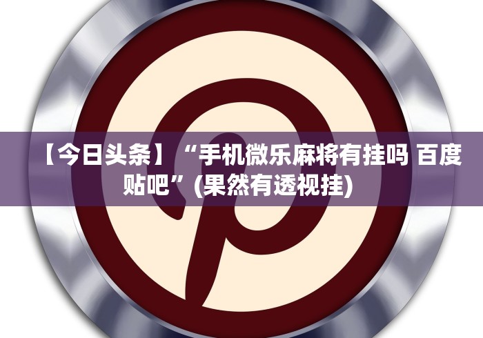【今日头条】“手机微乐麻将有挂吗 百度贴吧”(果然有透视挂) 