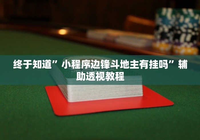 终于知道	”小程序边锋斗地主有挂吗”辅助透视教程
