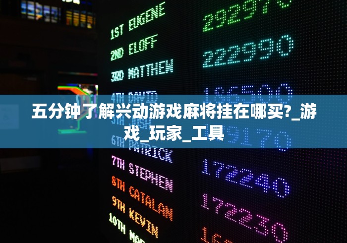 五分钟了解兴动游戏麻将挂在哪买?_游戏_玩家_工具