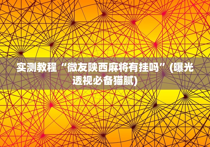 实测教程“微友陕西麻将有挂吗	”(曝光透视必备猫腻)