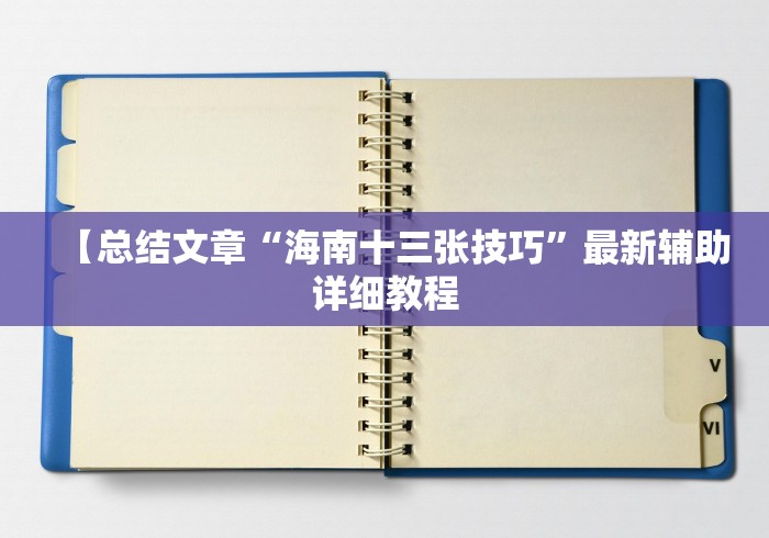 【总结文章“海南十三张技巧	”最新辅助详细教程
