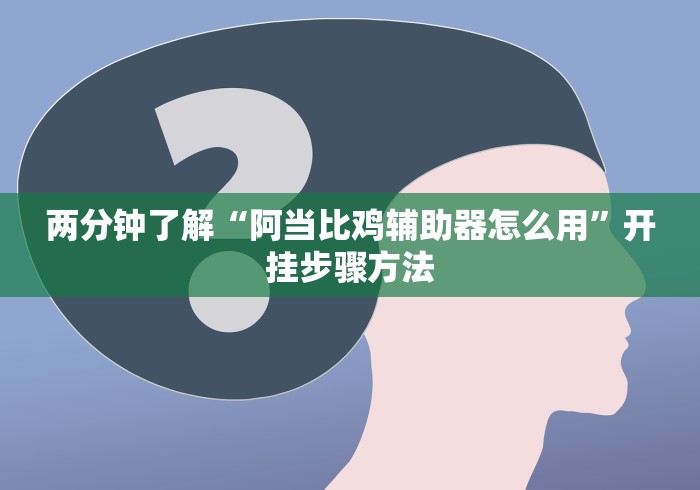 两分钟了解“阿当比鸡辅助器怎么用”开挂步骤方法